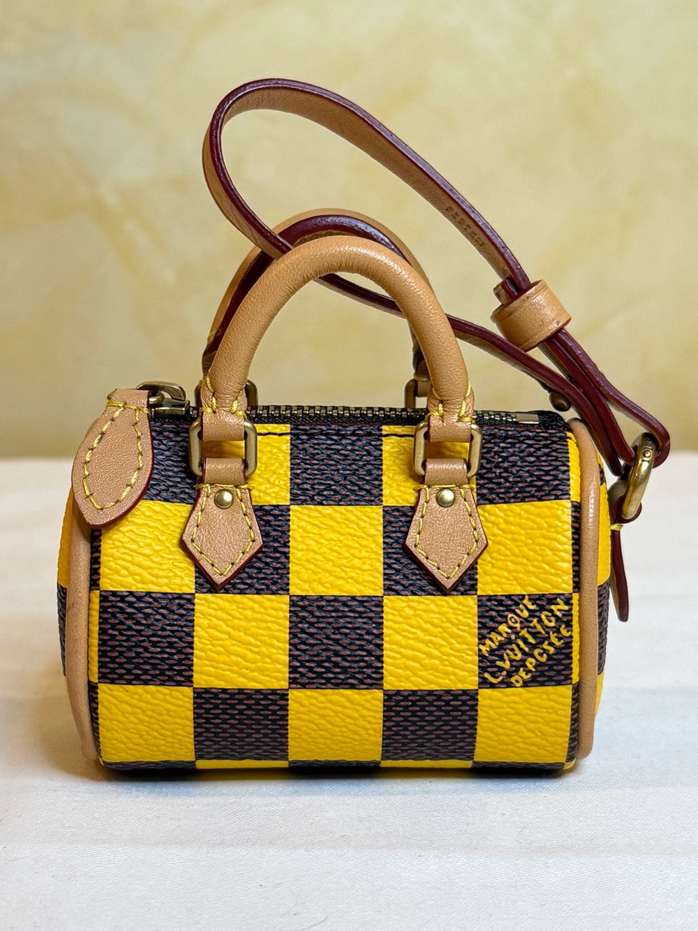 Louis Vuitton 2024 Damier Pop Mini Speedy Bag Charm Yellow